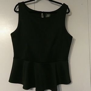 Black Sleeveless Peplum Bisou Bisou top.